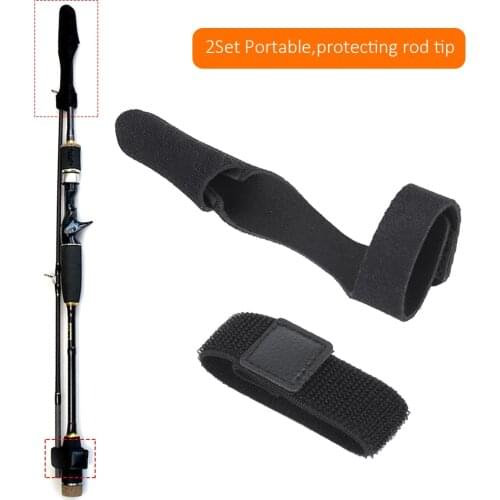 2Set Portable Fishing Rod Belt High Flexibility Pole Protection Cap Strap Fastening Bandage Set Accessory For Outdoor Fishing