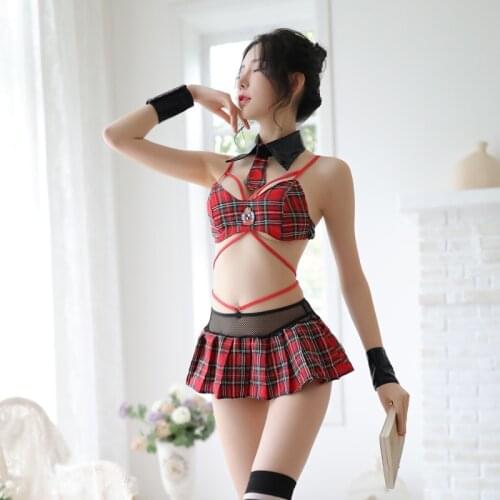 Sexy adult lingerie student uniform plaid sexy skirt for sex erotic Costumes sex schoolgirl student sex uniform naughty lingerie
