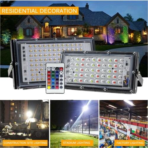 Led Flood Light AC 220V 230V RGB Outdoor Floodlight Spotlight IP65 Waterproof 50W 100W For LED Street Garden Wall Landscape Lamp