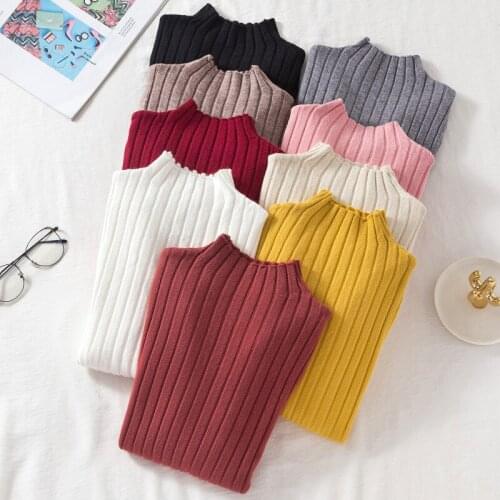 2019 Autumn Winter Women Pullovers Sweater Knitted Elasticity Casual Jumper Fashion Half Turtleneck Warm Female Sweaters W1470