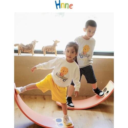 Hnne Boys Girls Lion Hoodies Cartoon Kids Active Sweatshirts Children O-neck Pullover Unisex Joggers Tracksuits Tops