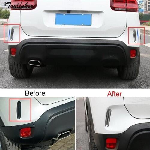 Tonlinker Exterior Rear bumper outlet Cover Stickers for Citroen C5 aircross 2017-18 Car Styling 2 PCS ABS Chrome cover sticker