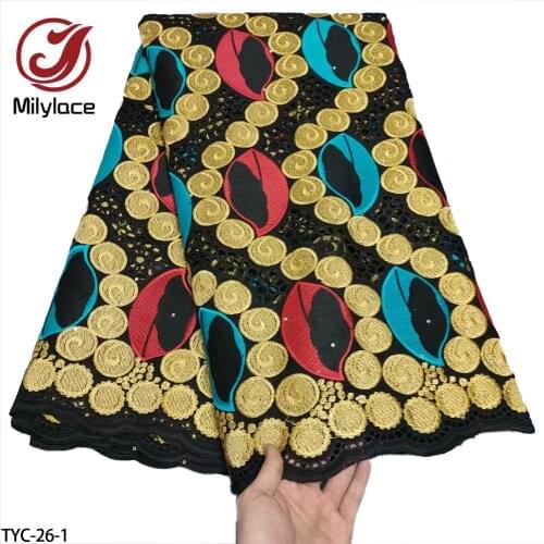 High Quality Swiss Voile Lace Cotton Fabric Embroidery with Stone Nigerian French Lace Fabric for Dress TYC-26