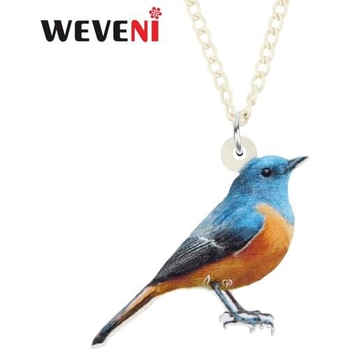 WEVENI Acrylic Red flanked Bush Robin Bird Necklace Choker Cute Animal Pendant Jewelry For Women Kid Girlfriend Gift Accessories