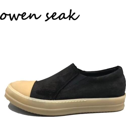 2018ss Owen Seak Women Loafers Shoes Luxury Trainers Genuine Leather Casual Slip-On Autumn Flats Black Sneaker Big Size Shoes