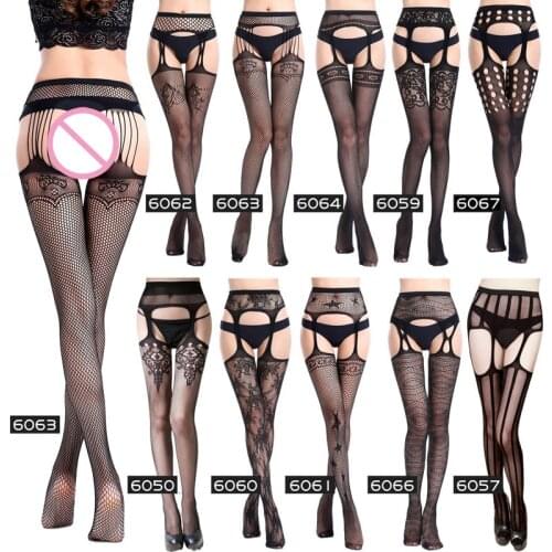 Womens sexy suspenders open-crotch high waist net yarns sexy Garter net hose fishnet panty fishnet tights tt31