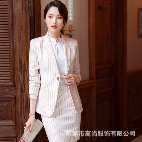 Womens suit two-piece 2019 summer new casual fashion wild striped suit jacket slim temperament trousers womens clothing