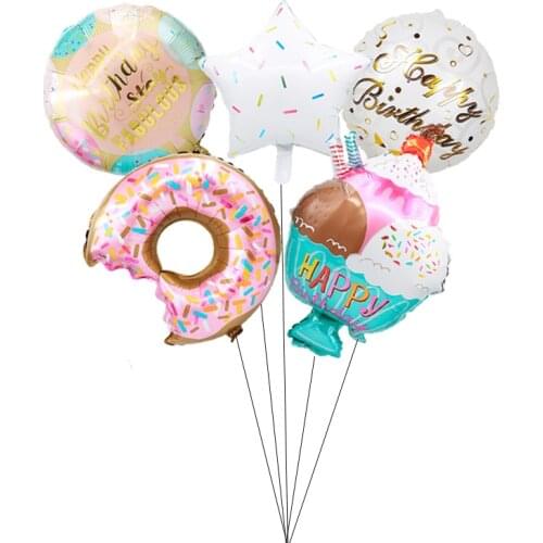1Set Gourmet Desserts Helium Balloons Happy Birthday Party Decorations Kids Toys Baby Shower Girl Boy Gifts Party Supplies
