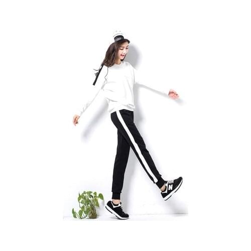 2019 Autumn Spring winter Slim 2 Pieces Cotton Sets Women Hooded Tops and Long Pants Female Tracksuit Black