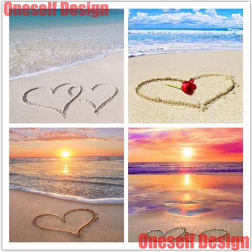2020 popular 5d diamond cross stitch beach heart 5d diamond painting full square beach heart diy diamond embroidery full set