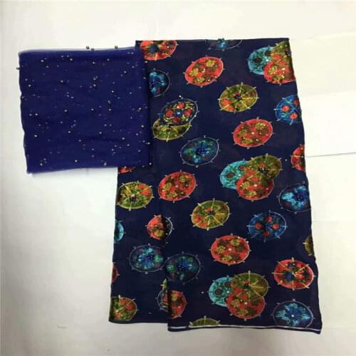 2021 High quality silk printed chiffon fabric for garment neat embroidery on the material with swiss voile lace tissu! LXF8107