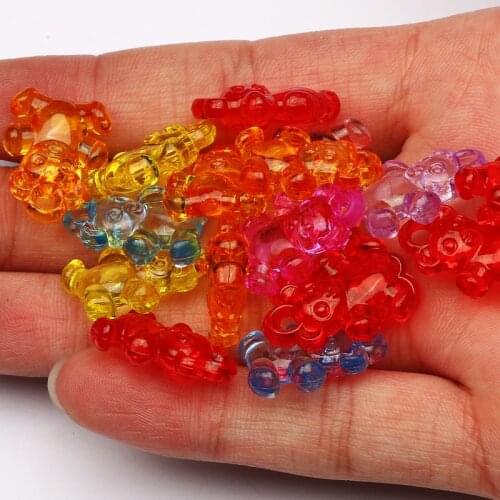30pcs Colorful Mix Bear Shape Loose Beads 20x15mm Acrylic Spacer Beads For Jewelry Making DIY Handmade Jewelry Accessories