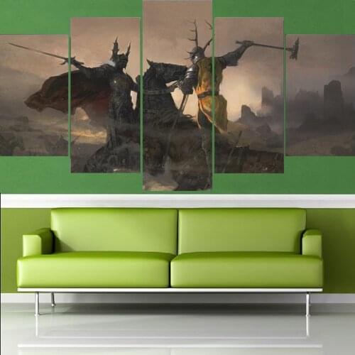5 Piece Wall Art Canvas American Style Animation Knight Poster Modern Home Decorative Framework Living Room Pictures