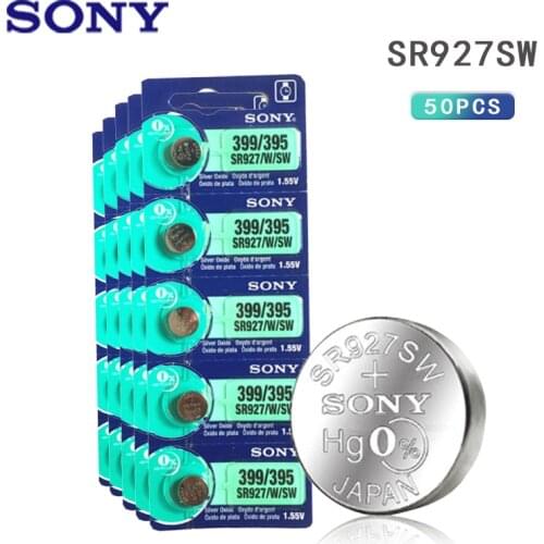 50pcs Original Sony 1.55V 395 SR927SW LR927 LR927W SP395 SR927 610 AG7 Watch Battery Button Coin Cell