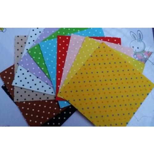 Promotion! Pretty 11pcs Candy Color Dot Printed Nonwoven Felt Fabric, Fieltro feltro