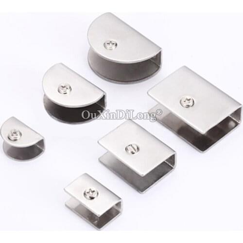 Free Shipping 20PCS Stainless Steel Glass Clamps Clips Glass Fixed Holder Brackets Shelf Support Connectors Silver Tone
