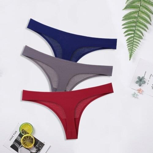 Seamless Ice Silk Thong Panties Sexy Briefs G String Women Underwear Panties for Girls Ladies Intimates Female Lingerie Dropship