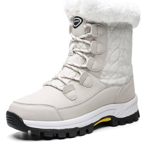 Fashion Pu Leather Women Snow Boots Winter Warm Plush Womens Boots Waterproof Ankle Boots Flat Shoes 36-42 Botas Mujer35