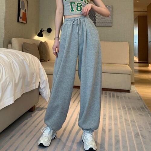 Pants Women Loose Leisure Student Simple Popular High Waist Drawstring Harem Trousers Feminino Lazy Fashion New Autumn Ulzzang