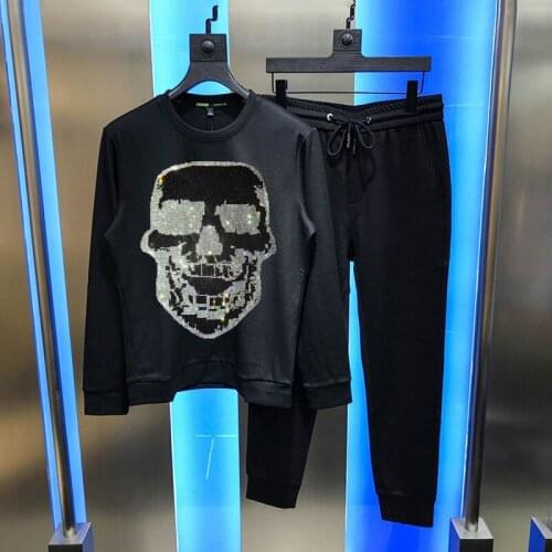 Drilling Sweatshirt Fashion Winter Mens Tracksuit Popular Sets M-5XL Thick Plus Velvet Pullover Youth Tiger Hot