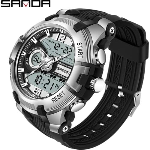 SANDA Brand Mens Watches 5ATM Waterproof Sport Luminous Military Wristwatch Quartz Watch for Men Clock Relogio Masculino 6015