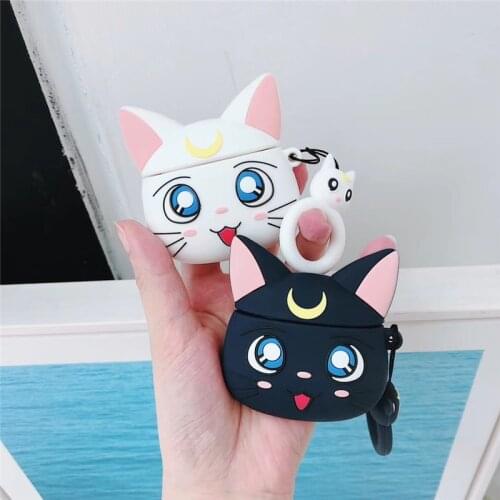 For AirPod 2 1 Case 3D Moon Cat Cartoon Soft Silicone Wireless Earphone Cases For Apple Airpods pro Case Cute Cover Funda