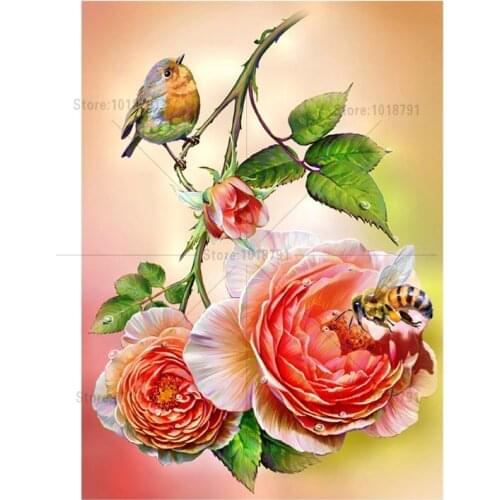 Flower Bird Painting Rhinestones Needlework Diamond mosaic Diamond embroidery Beaded Embroidery Diamond Painting Cross Stitch