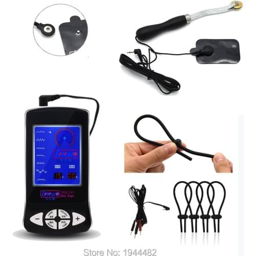 Electro Shock Kit Penis Extender Cock Ring Estim Wheel Gear Massage Pads Sex Toy For Men Women Electric Set Electrical