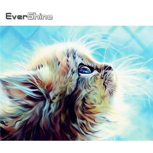 Evershine 5D DIY Diamond Embroidery Sale Cat Cross Stitch Kit Diamond Painting Animal Rhinestones Pictures Mosaic Home Decor