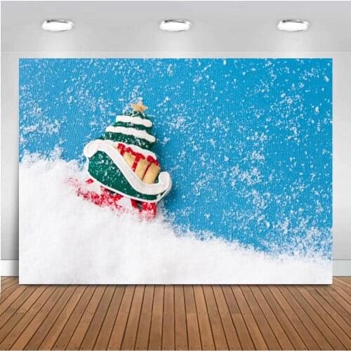 White Snow Christmas Gifts Sledge Baby Shower Photo Background Newborn Kids Portrait Photography Backdrop For Studio Photoshoot