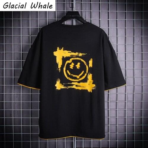 GlacialWhale Mens T-shirt Men Tops Summer Graphic T-shirts Streetwear Harajuku Unisex Casual Black Oversized T Shirt For Mens