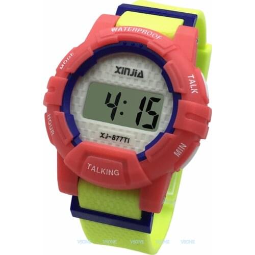 Italian Talking Wrist Watch Electronic Sports Watches with Alarm, with Yellow Ruber Strap 877TI-3YEL