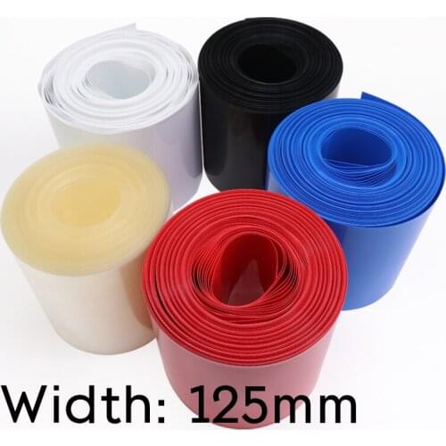 Width 125mm (Diameter 80mm) Lipo Battery Wrap PVC Heat Shrink Tubing Insulated Case Sleeve Protection Cover Flat Pack Black Blue