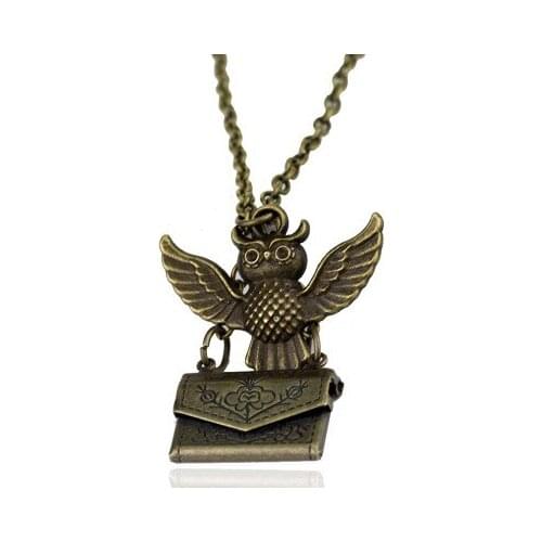 Movie Harried Owl Pendant Necklace Making Exquisite Pendant Potters Vintage Alloy Metal Bird Halloween Party Jewelry Gift