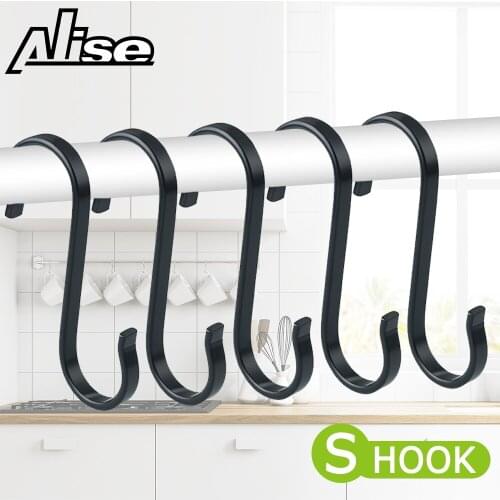 5pcs Stainless Steel S-Shape Hook Kitchen Bedroom Multi-function Railing S Hanger Hook Clasp Holder Hooks Hanging Storage Tools