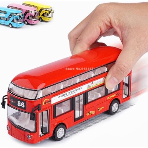 Diecast London Bus Double Decker Bus Toy Transport the Doors Can Open Close Flashing with Light&Music City Autobus Londres