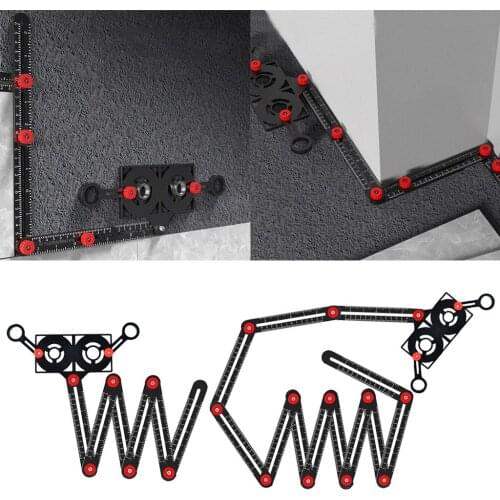Multi Angle Measuring Ruler 4/6/9/12 Fold Aluminium Alloy Angle Finder Izer Locator Template Tool Folding Ruler Brick Corner