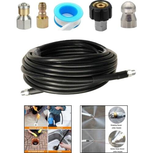 Sewer Jetter Kit for Pressure Washer 5800 PSI Drain Cleaning Hose,15m Hose, 1/4