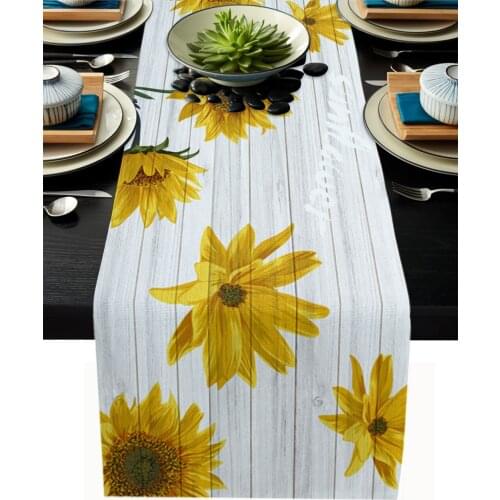 Sunflower Field Board Table Runner Wedding Decor Table Cover Christmas Decoration Holiday Party Tablecloth