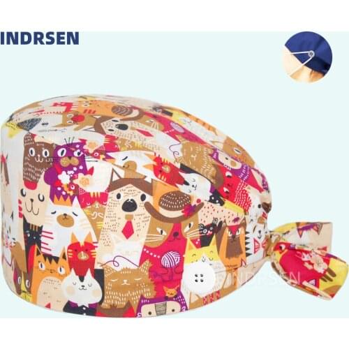 Wholesale Scrub Cap Printed Cotton Beauty salon Hospitals Clinic Dental Lab Dcotors Nurse Working Hats Scrubs Caps Unisex