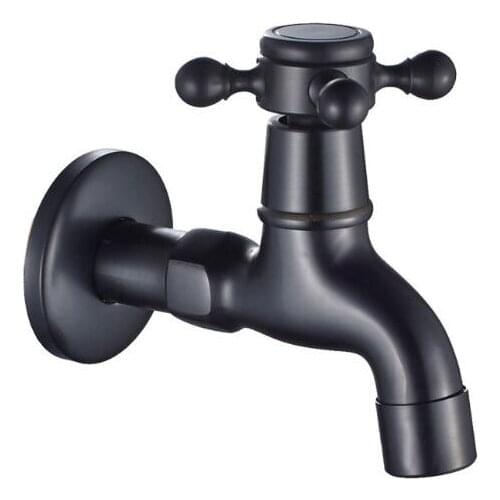 Luxury Wall Mount Single Cross Handle Control Faucet Oil Rubbed Bronze Finish Lavatory Mob Sink Faucet or Washing Machine faucet