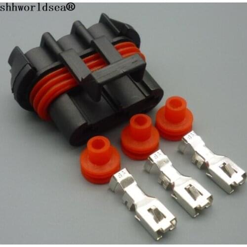 Shhworldsea 3 pin 6.3MM auto waterproof wire harness cable female connector PLUGD 12124685