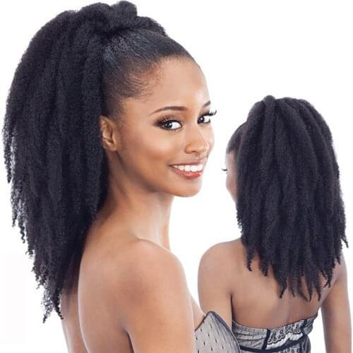 Hairpiece Hair Afro Puff Drawstring Curly Ponytail Hair Extension False Marley Kinky Chignon Ponytails Pieces for Black Women