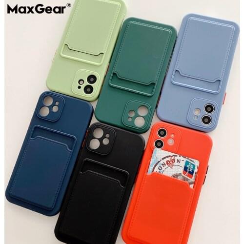 Luxury Shockproof Silicone Case For iPhone 11 Pro Max 12 Mini XS X XR 7 8 Plus SE2020 Card Holder Wallet Pocket Soft Cover Funda