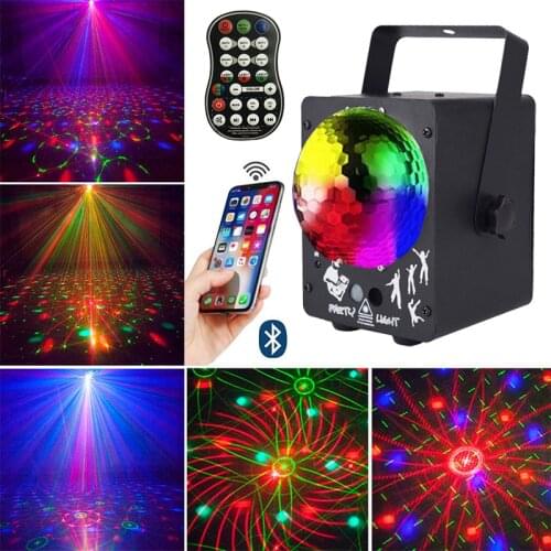 MP3 Led Disco Laser Light Projector Christmas Party Light Bluetooth Speaker Disco Ball RGB DJ Stage Lights Decorations for Home
