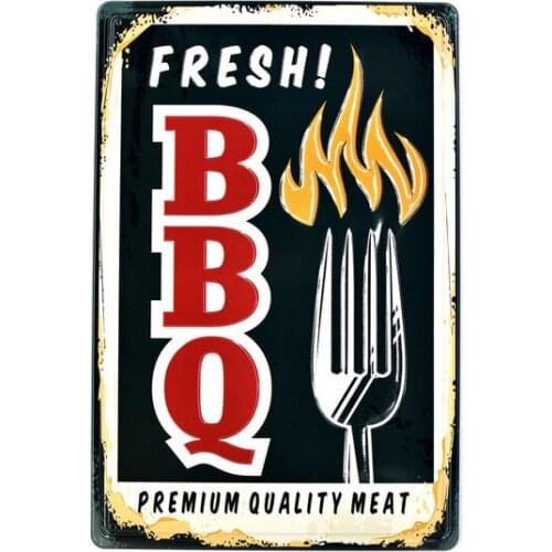 Fresh BBQ Vintage Tin Metal Signs Market Wall Decor Art Wall Poster