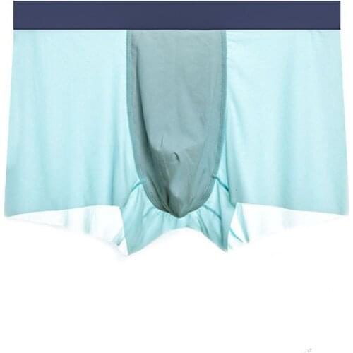 4XL Large Size Summer Ice Silk Seamless Male Underwear Breathable Sexy Thin Cool Mens Boxers Quick Drying U Pouch Man Underpants