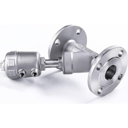 Pneumatic actuator angle seat valve normally close DN15-DN65 flange cut-off valvehigh temperature body for steam SS 304