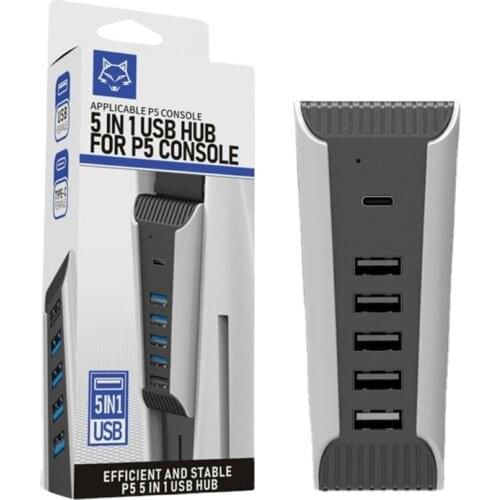 USB Splitter Expander Hub 2.0Hub Port USB Charge Port Type-C3.1 Port for PS5