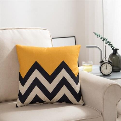 Yellow Geometry Cushion Cover Pillowcase Polyester Decorative Cushions For Sofa Flowers Decoration Pillowcover